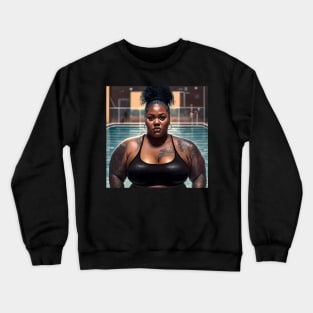 Summer Vibes, Curvy Summer, Beautiful Superwoman, Swimmer Athlete. Female are strong. Sticker Crewneck Sweatshirt